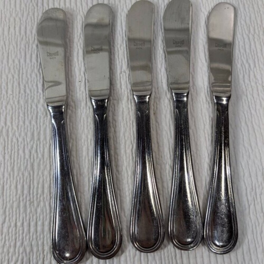 Mepra Inox Norma Butter Knife set 5 stainless‎ steel heavy table knives glossy